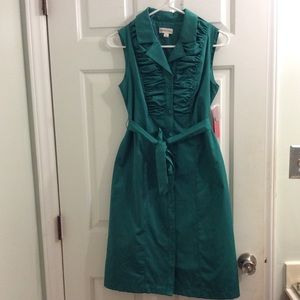 NWOT Green Merona Dress W/Ruffles